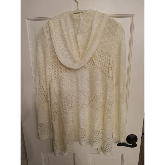 Boho eyelet cream duster cardigan Cottagecore lightweight fairy Ties coastal - Picture 7 of 10